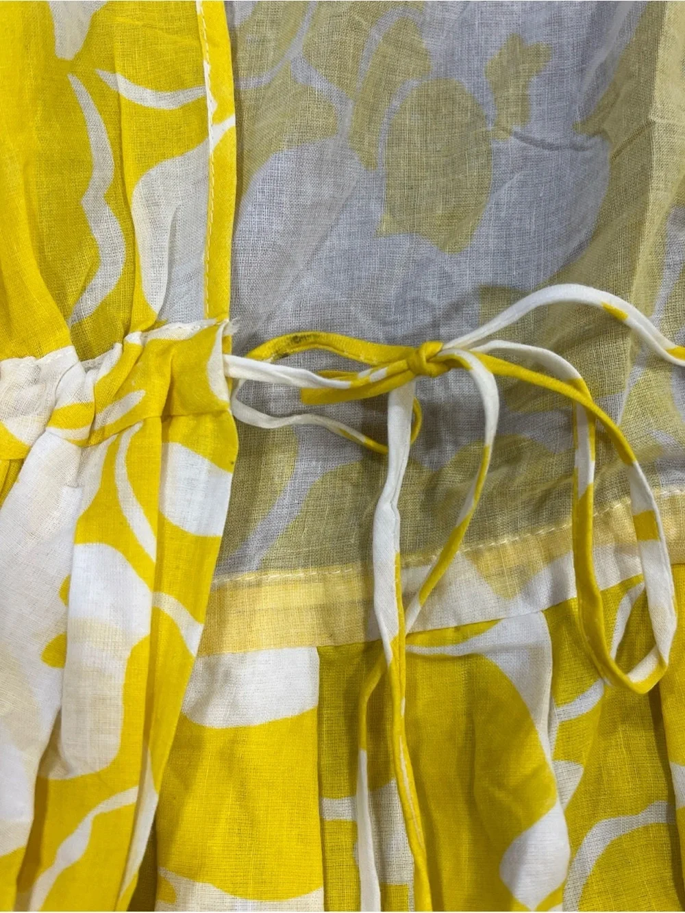 Anthropologie Porridge Open Tie Front Beach Cover Medium Yellow White Poppy Boho